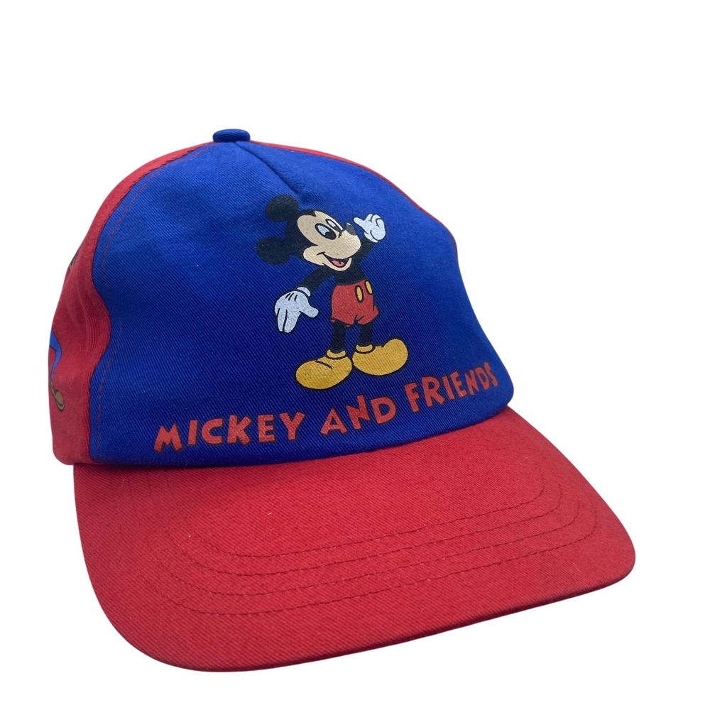 Vtg Walt Disney World Mickey and Friends Youth Baseball Cap Red Blue Hat Youth